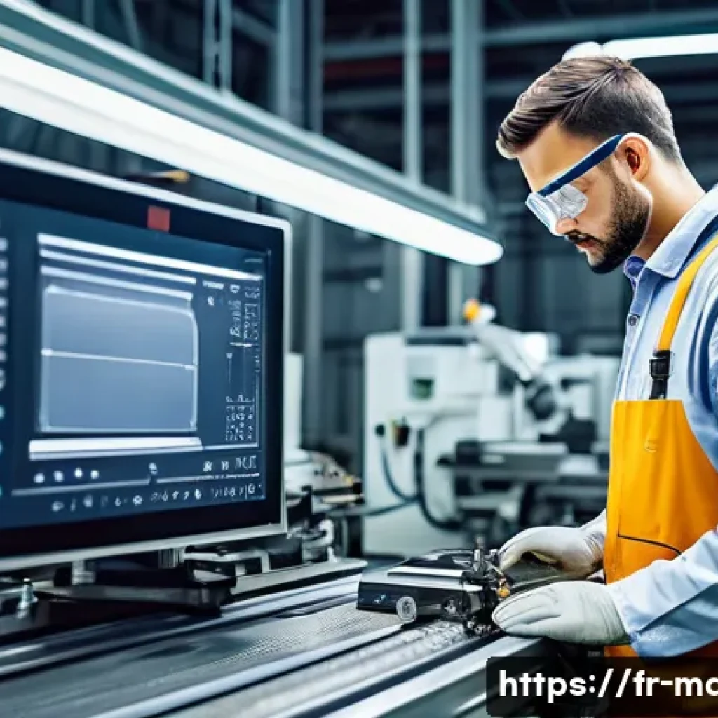 기계가공 자격증 취득 후 진로 - A skilled technician operating a modern CNC machine in an automotive factory setting, wearing safety...