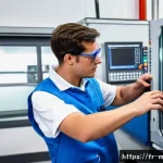 Home 21 기계가공 자격증 학습 커뮤니티 소개 - A modern vocational training center classroom in France specializing in mechanical machining, featur...