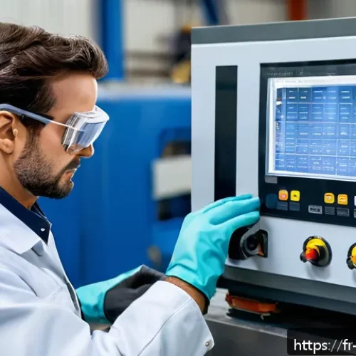 Home 31 기계가공 자격증의 장점 - A skilled French industrial machinist in a modern workshop, wearing safety goggles, ear protection, ...