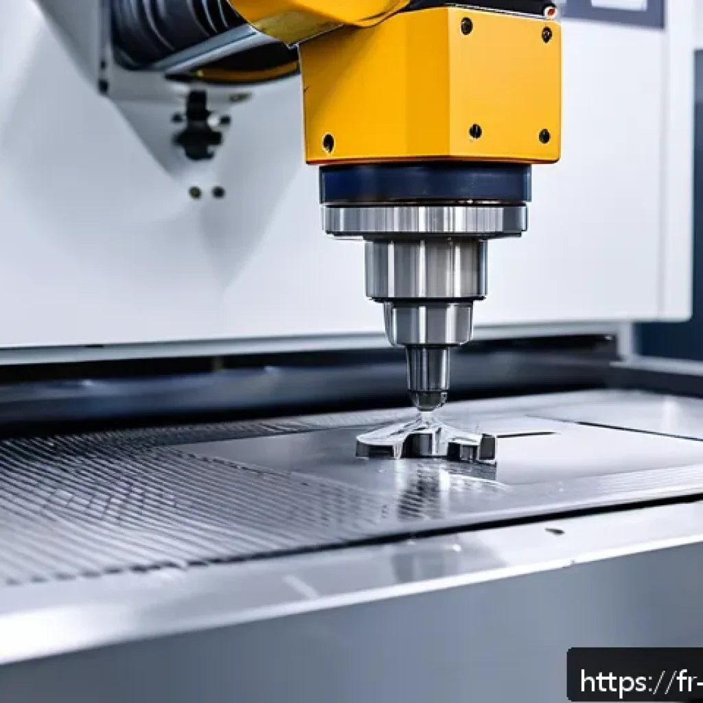 기계가공 실무에서 자주 쓰이는 팁 - A high-precision CNC milling machine workshop in a modern French industrial setting, showcasing a va...