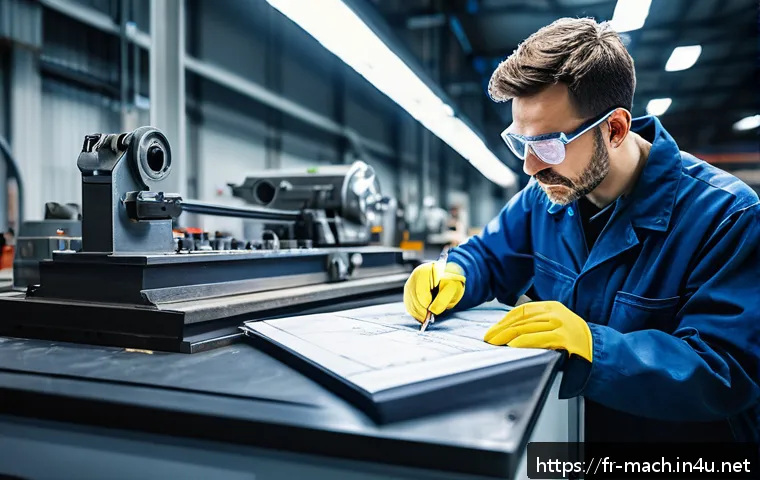 기계가공 자격증 필수 실습 팁 - A skilled machinist in a modern industrial workshop, wearing safety glasses, gloves, and protective ...